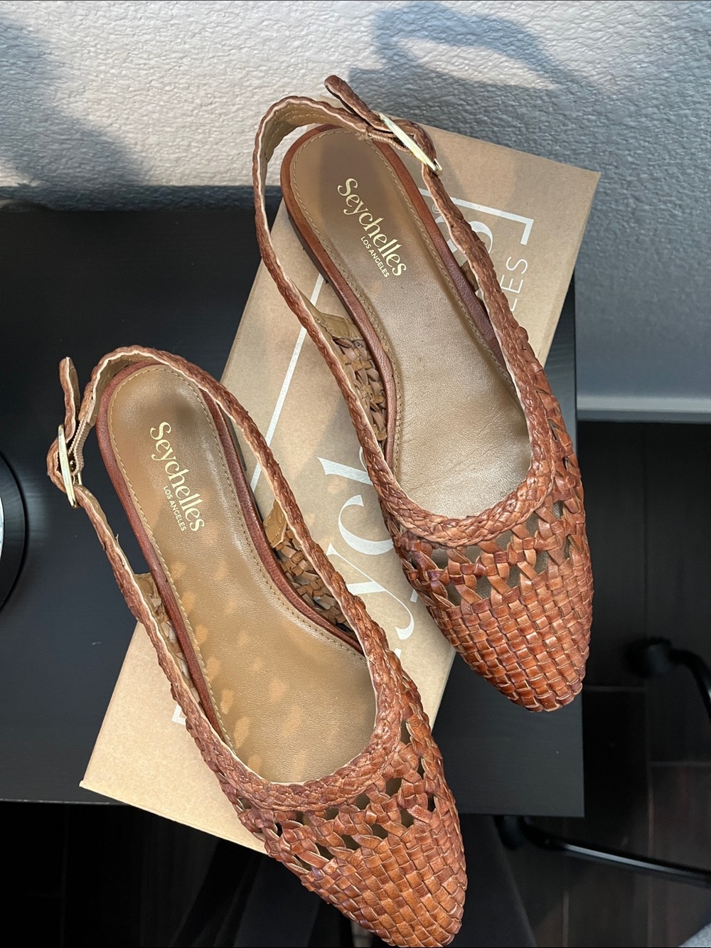 Seychelles Woven Slingback Flats in Tan Brown - Picture 2 of 3